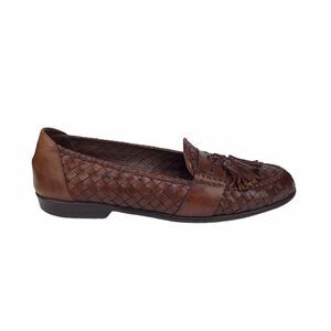 Bragano Cole Haan Loafer Men's 9.5M Brown Woven Leather Tassel Shoes 4338 Italy